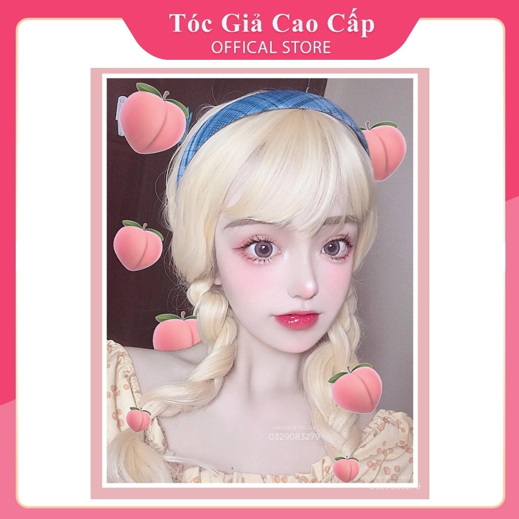 Tóc giả nữ nguyên đầu xù lỡ màu vàng tây, tặng kèm lưới trùm