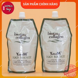 🛑FreeShip🛑Ủ Tóc Biotin&Collagen Yuiluim Phục Hồi, Tái Sinh Tóc, Siêu Mềm Mượt 500ml| Hàng Chính Hãng