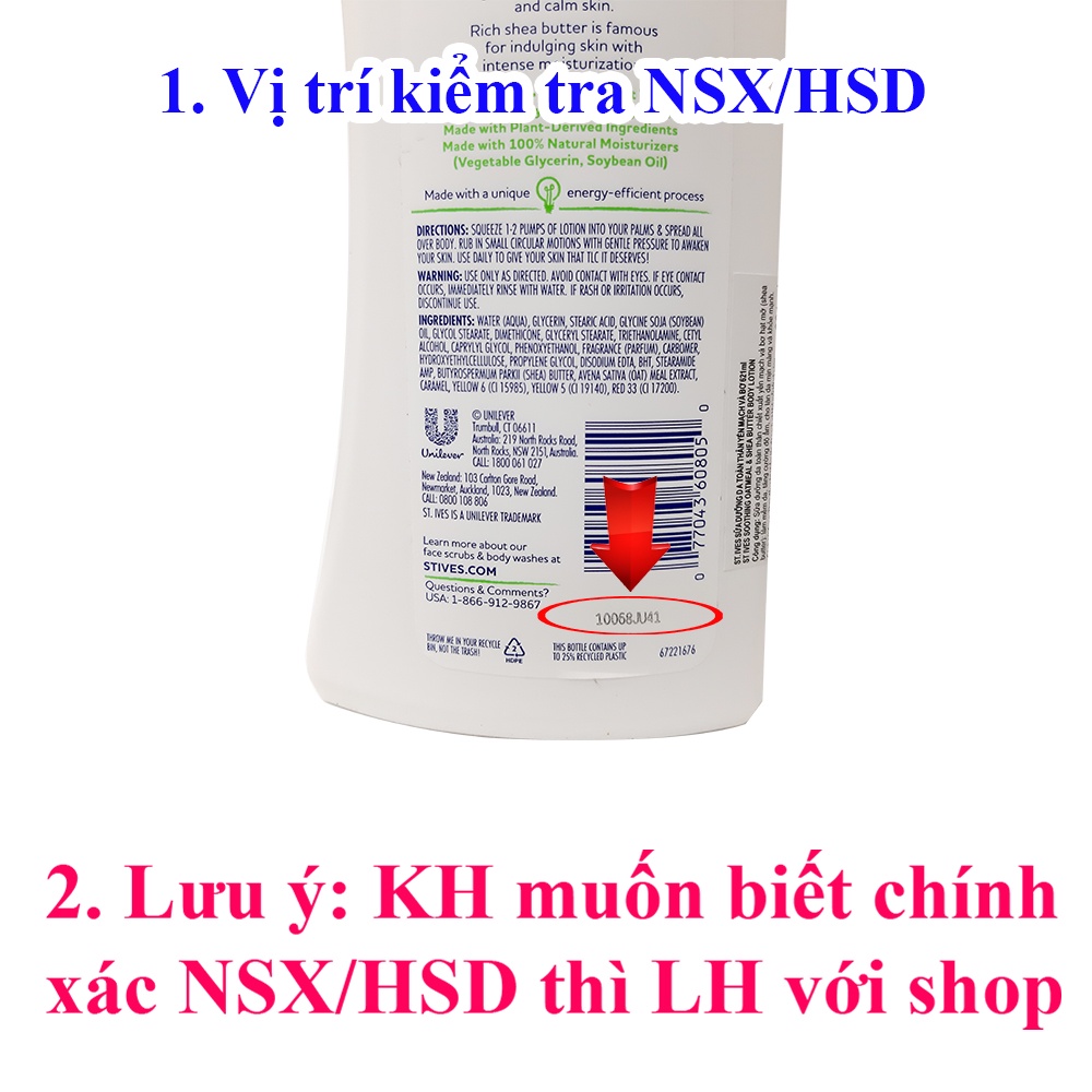 [Mã INCU50 giảm 50K đơn 250K] Sữa dưỡng thể ST.Ives làm trắng dưỡng ẩm và chống lão hóa toàn thân 621ml Mỹ