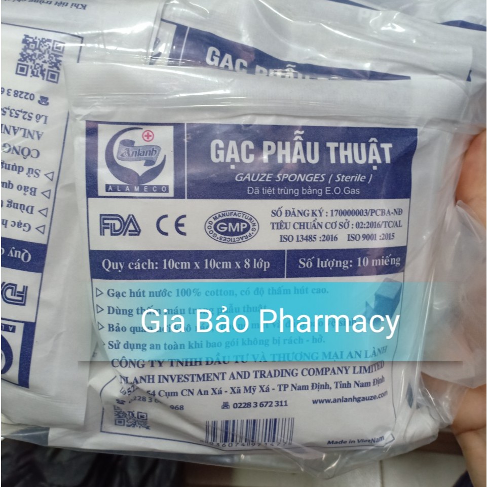 Gạc phẫu thuật AN LÀNH 8 lớp ( 1 bịch x 10 gói )