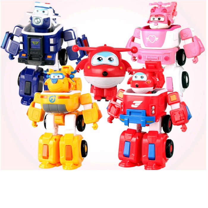 Đồ chơi Super Wings đội bay siêu đẳng Robot biến hình kết hợp xe cứu hộ - Mô hình Jett Tia Chớp size nhỏ