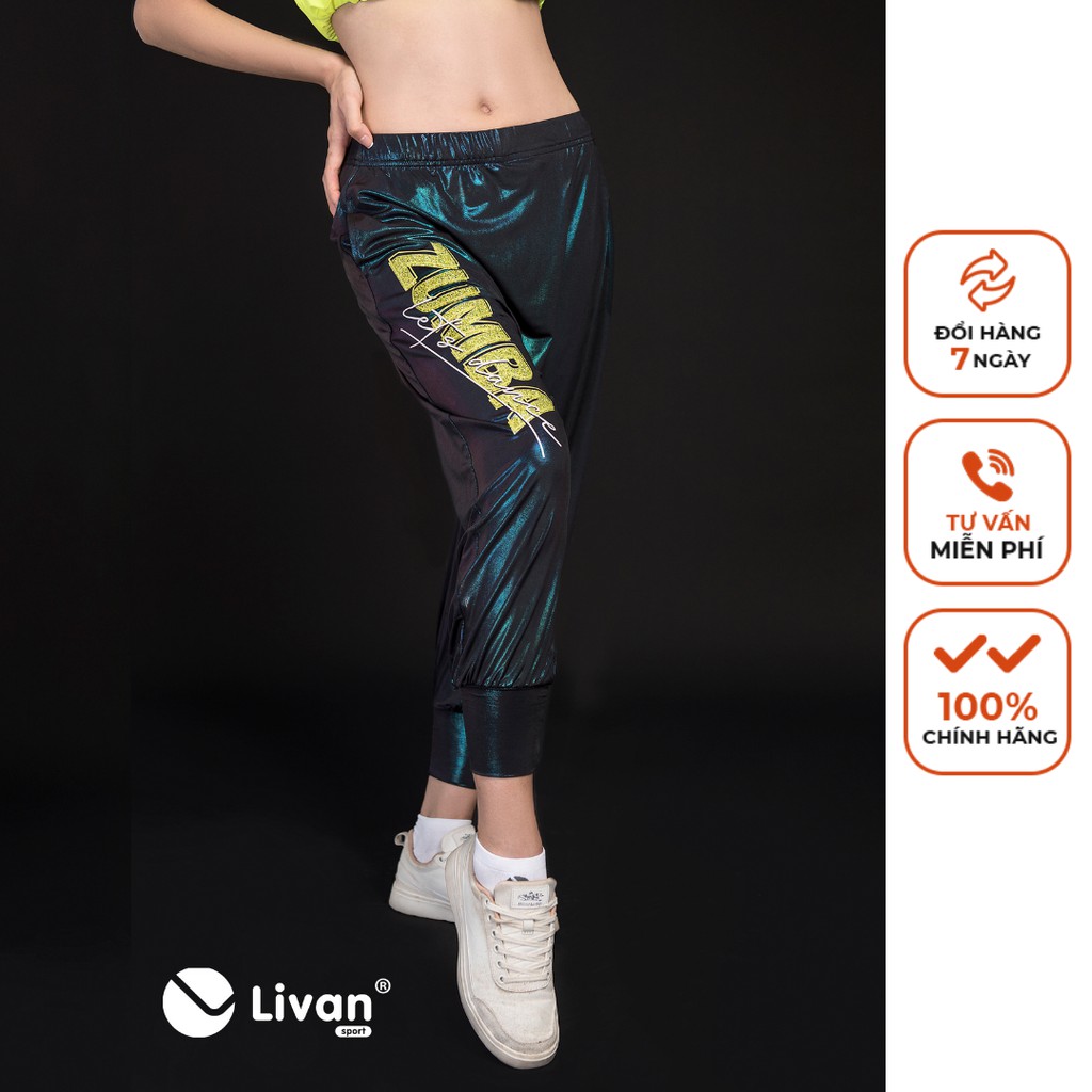 Quần Nhảy Zumba Nữ LIVAN SPORT Ánh Xanh Tím Lấp Lánh