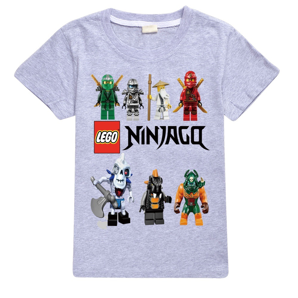 Áo Thun 100% Cotton Cổ Tròn In Hình Lego Ninjago Thời Trang Mùa Hè Cho Bé Trai