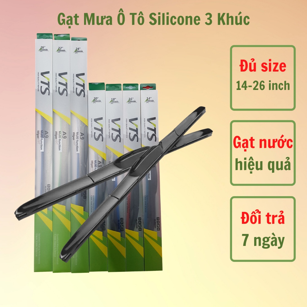 Gạt Mưa Silicone VTS 3 khúc - Loại ngàm U cho các dòng ô tô xe hơi - khohangcap1_ad