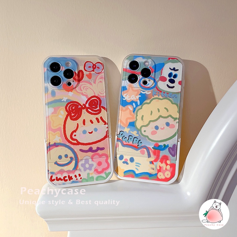 Ốp Điện Thoại TPU Mềm Chống Sốc Mặt Nhám In Hình Vẽ Graffiti Nhiều Màu Sắc Có Giá Đỡ Cho iPhone 13 12 Pro Max 11 Xr Xs Max X 7 8 Plus