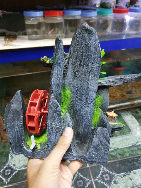 CẢNH NÚI BÁNH QUAY TRANG TRÍ HỒ CÁ NON BỘ 23x12x26cm
