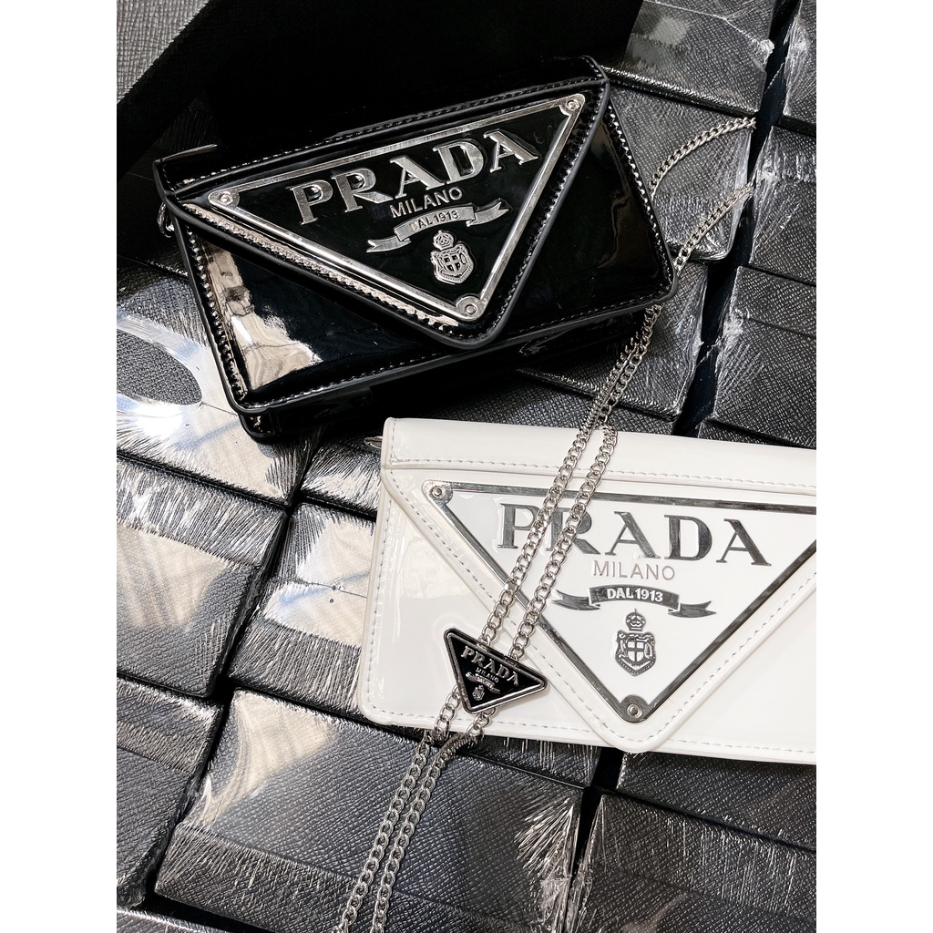 Túi xách nữ Prada da bóng chuẩn hàng đẹp dây xích