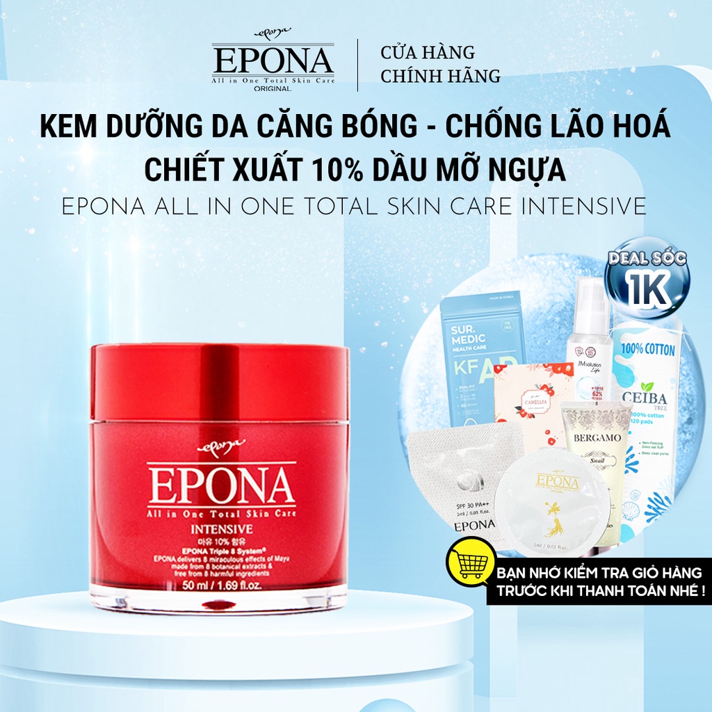 Kem Dưỡng Da Căng Bóng - Chống Lão Hoá Chiết Xuất Dầu Ngựa Epona All In One Total Skin Care Intensive 50ml