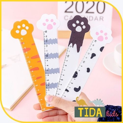 Thước Kẻ Bàn Chân Mèo ⚡️ HOT TREND ⚡️ Thước Cute, Dễ thương, Văn Phòng Phẩm TiDa Kids Shop