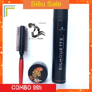 COMBO Gôm Xịt Tóc Silhouette 400ML + Sáp Vuốt Tóc Nam BluMaan Cavalier Heavy Clay [Ngựa Vằn] + Lược