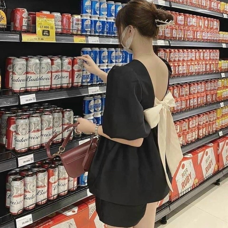 set short áo nơ lưng tay bồng