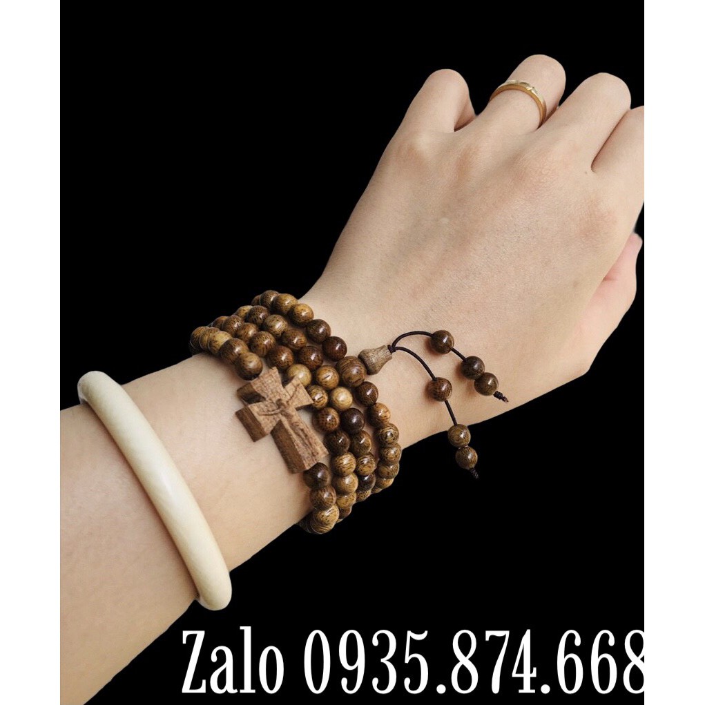 Chuỗi tràng 108 hạt trầm tốc mix thánh giá cho khách công giáo.Shop_TuanKiet_Jewelry