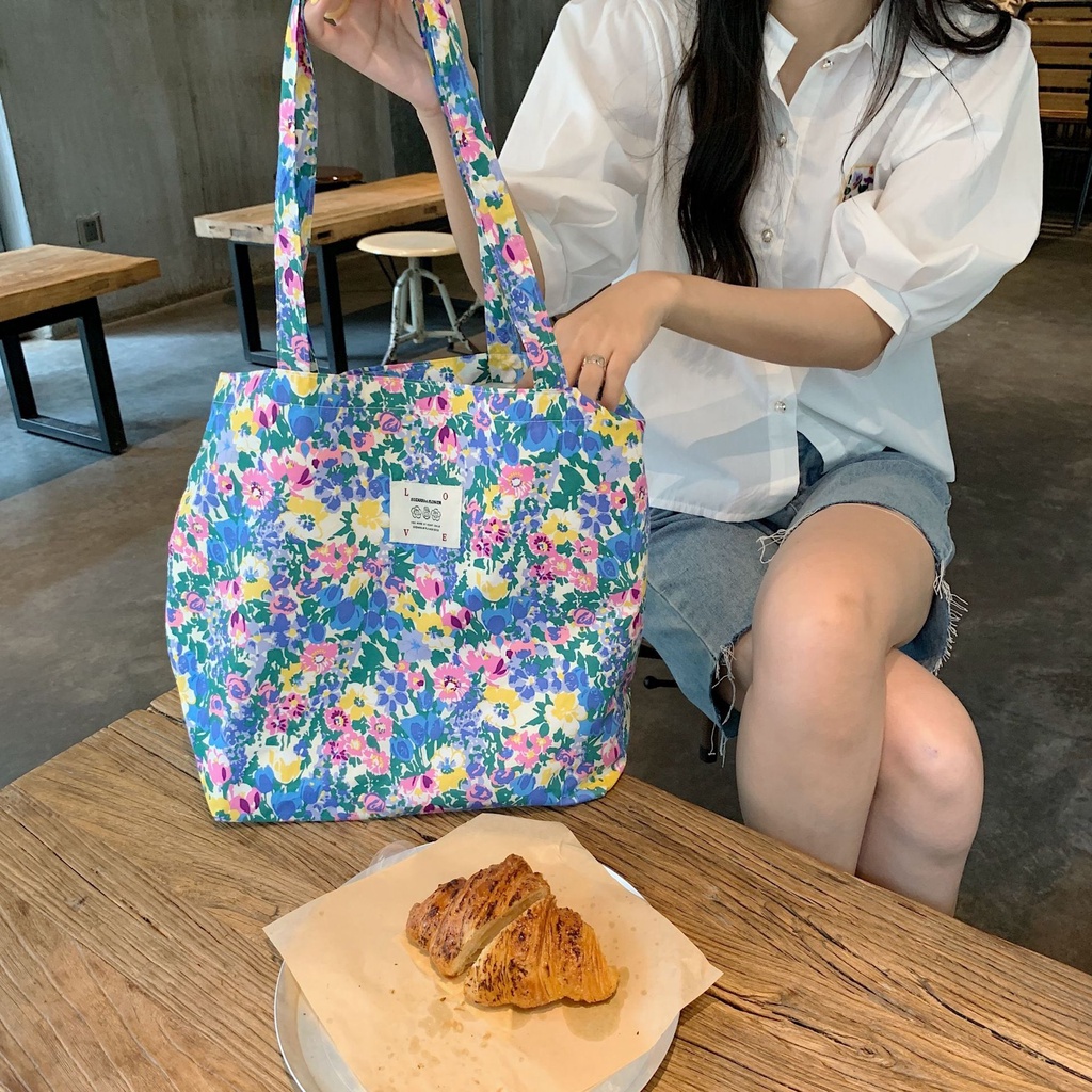 Túi Xách Nữ Vải Canvas In Hoa Xinh Xắn