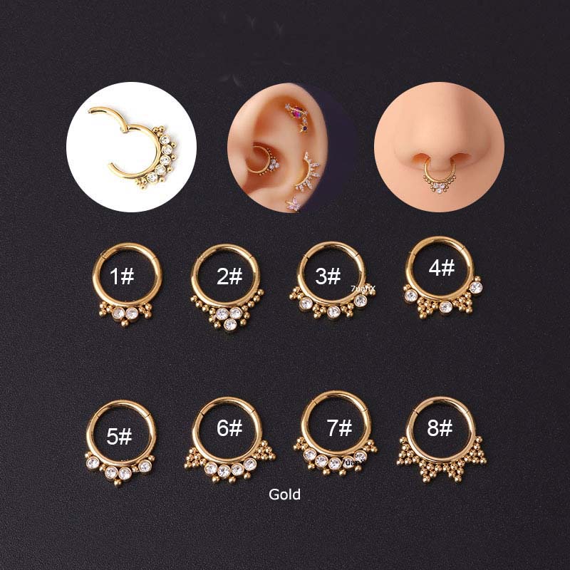 1 Khuyên mũi thời trang bằng thép không gỉ đính đá zircon với độ dày 1.2mm (16G)