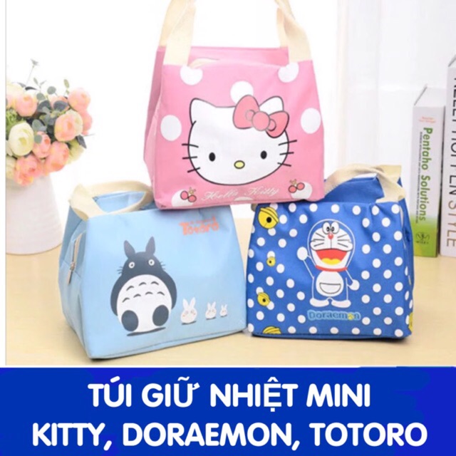 Túi giữ nhiệt Totoro, hellokitty, doremon giữ lạnh sữa, thức ăn (hết totoro)