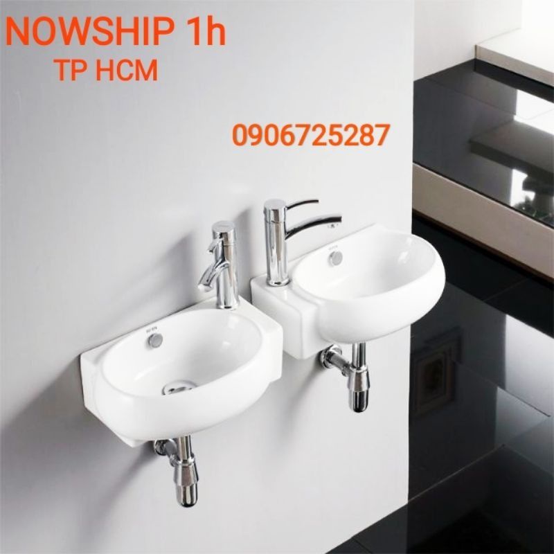 NOWSHIP 1H HCM]Chậu Lavabo Góc siêu nhỏ, Lavabo y tế, Lavabo Góc mini đặt bàn hoặc treo tường