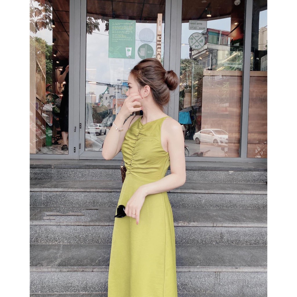 Đầm cổ yếm nhúm ngực siêu xinh V299 Hamistore