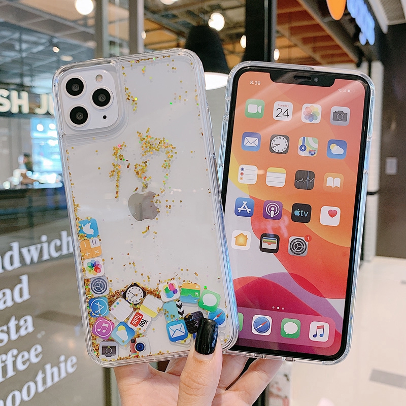 Ốp Điện Thoại Cứng Suntaiho Hình Ứng Dụng Cát Chảy Cho Iphone 12 Mini 11 Pro Max 6 7 8 Plus X Xr Xs Max