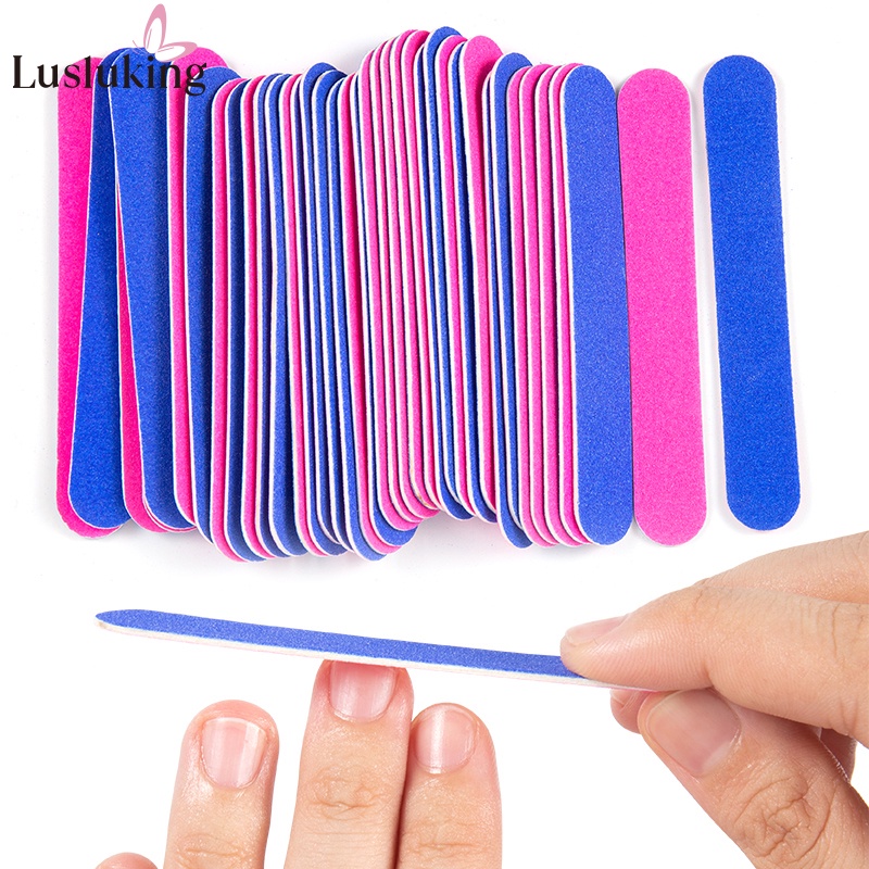 Bộ 50/100 thanh giũa móng tay LUSLUKING hai mặt 180/240