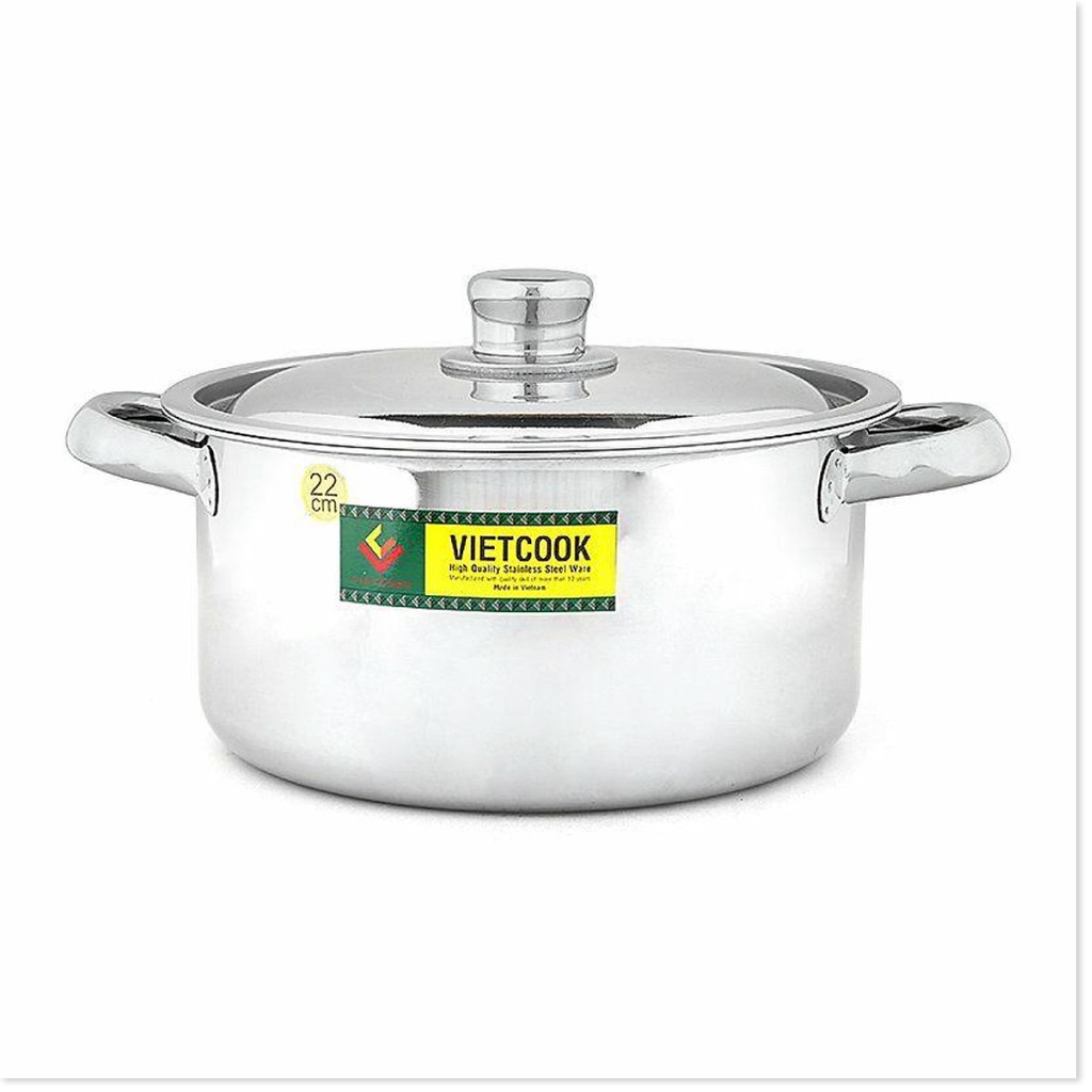 Nồi inox Vietcook nắp inox 3 đáy- size 18cm