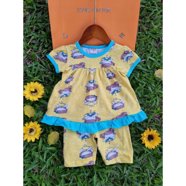 (6-23kg) Bộ babydoll quần lửng ngố bé gái thun cotton 4 chiều