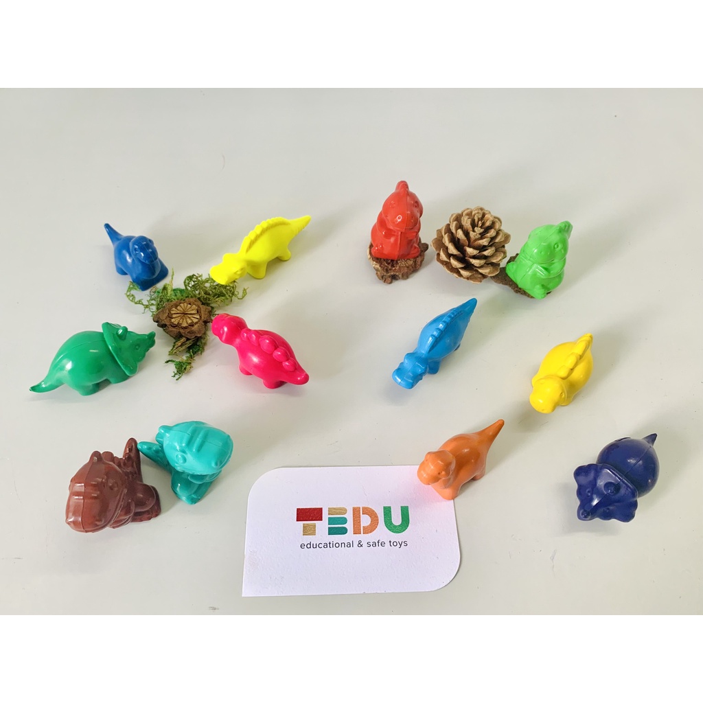 Sáp màu KHỦNG LONG set 12 màu an toàn cho trẻ TEDU