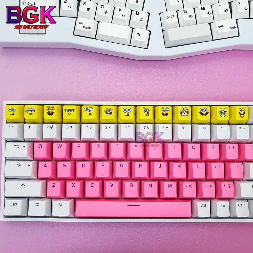 Bộ Keycap 13 Nút Cảm Xúc Của Spongebob Chất Liệu PBT In Dye Sub 5 Mặt