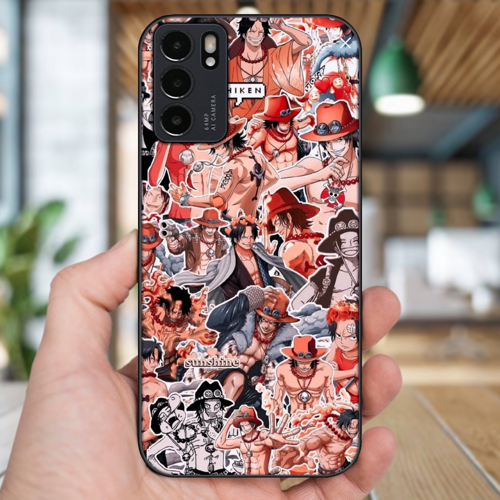 Ốp lưng Oppo Reno 6 5G viền đen in hình Ace One Piece