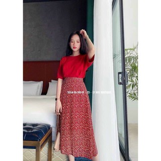 SET ÁO THUN KÈM CHÂN VÁY HOA (KÈM VIDEO HÌNH THẬT)