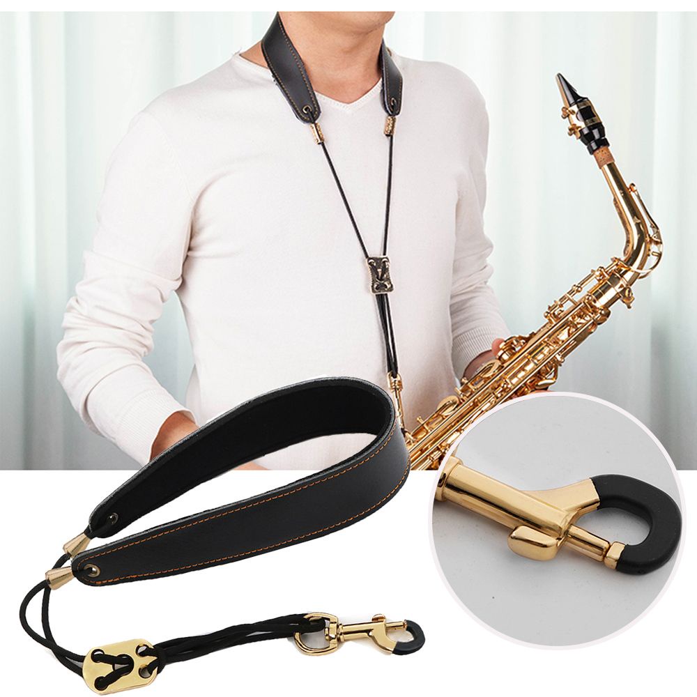 Dây đeo cổ da mềm mại phối móc khóa kim loại cho kèn Saxophone