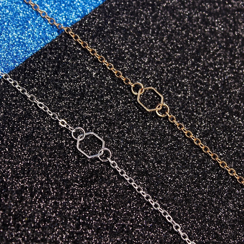 Vòng đeo tay 6 cạnh hình học màu vàng / bạc phong cách đơn giản | BigBuy360 - bigbuy360.vn