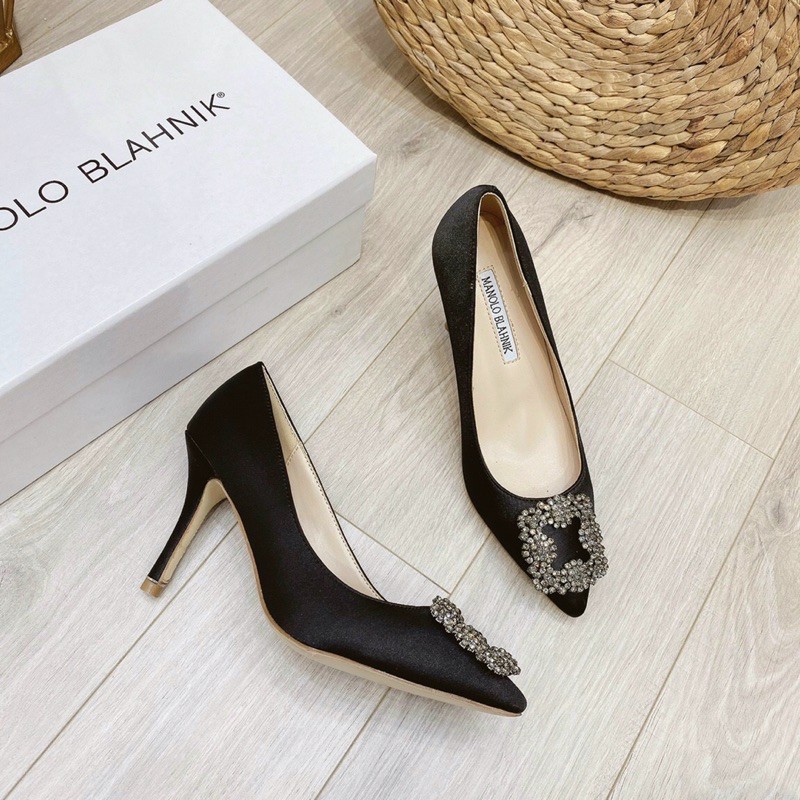 Giày cao gót manola lụa đá qccc 7p fullbox