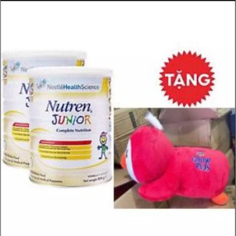 (Mẫu mới nhất)Combo 2 lon sữa bột Nutren Junior 800g tặng gối ôm cánh cụt