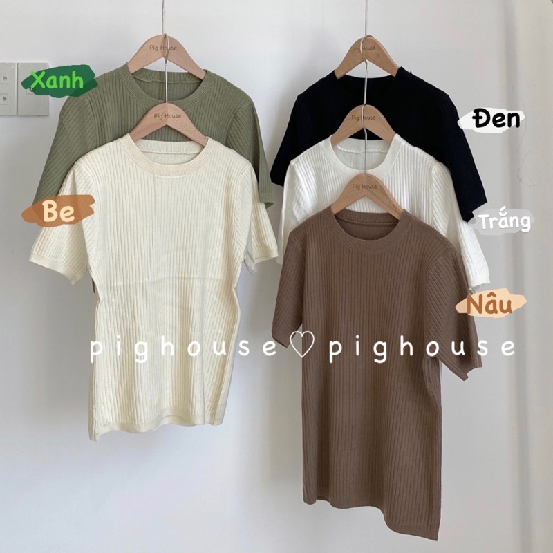 Áo len đũa cộc tay trơn bảng màu bassic chất dày dặn ( Ảnh thật ) | BigBuy360 - bigbuy360.vn