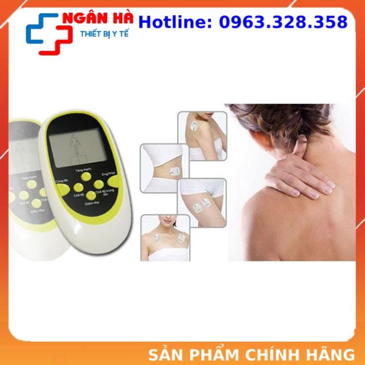 Máy xung điện, máy massage xung điện 8 miếng dán đầu ra kép đa chức năng