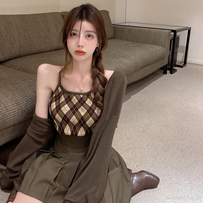 Áo Dệt Kim Không Tay Phong Cách Hàn Quốc Thoáng Khí Cho Nữ