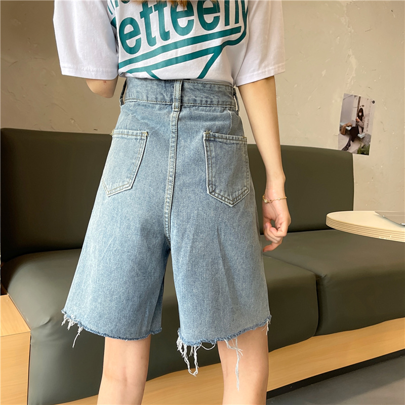 Quần short denim SUXI lưng cao thời trang mùa hè cho nữ