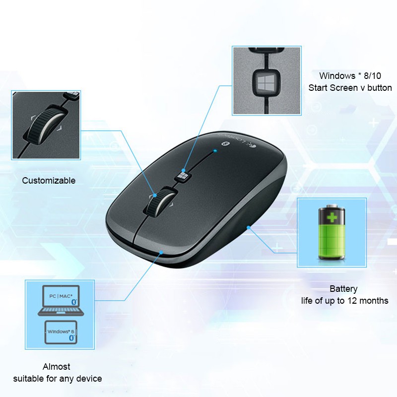 Chuột không dây kết nối bluetooth Logitech m557 / m558 dành cho hệ điều hành Windows XP / 10 / Mac OS