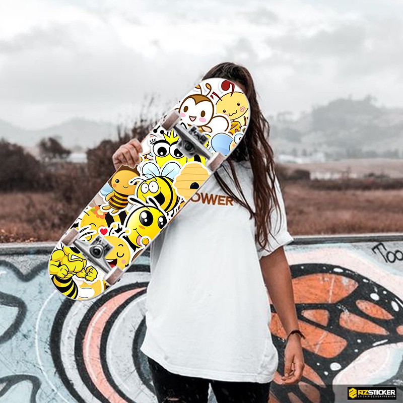 Bộ Hình Dán Sticker Chị Ong Nâu Nâu Dán Nón Bảo Hiểm, Điện Thoại, Laptop, Đồ Dùng - Chất Liệu Chống Nước, Bền Màu