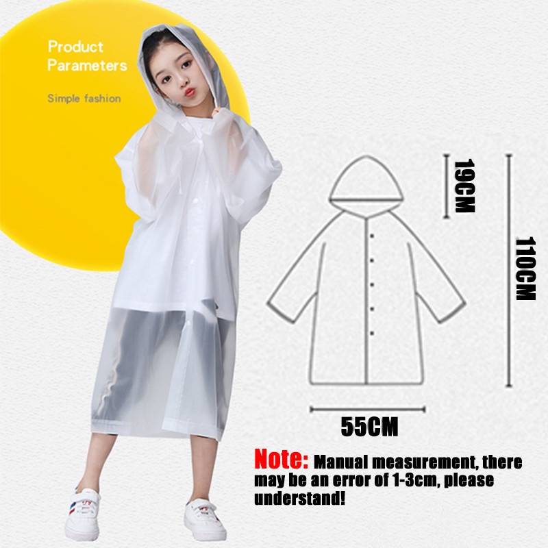 Áo Mưa Trong Suốt Tay Dài Có Mũ Trùm Cài Nút Có Thể Tái Sử Dụng Cho Người Lớn
