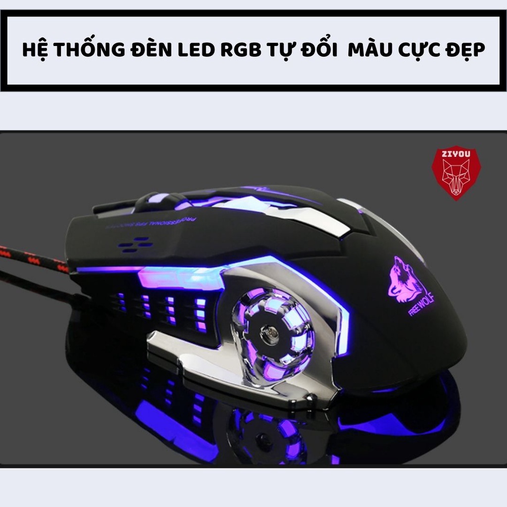 Bộ Bàn Phím Và Chuột ZIYOU Giả Cơ Cao Cấp Loại 1, Phím Bấm Siêu ÊM, 10 Chế Độ Led Nháy, Hỗ trợ Chơi Game K618+V8