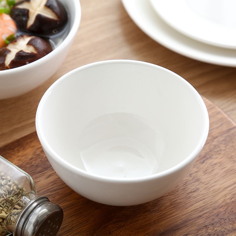 Bát trắng ăn cơm bằng gốm sứ 1 cái -  Chén ăn cơm kích thước 11x6.5cm.