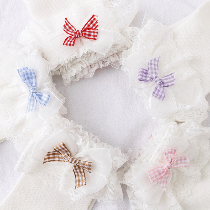 Vớ cotton phối ren đính nơ phong cách lolita dễ thương dành cho nữ