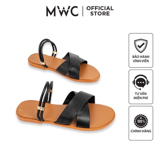 Giày mwc 2528 - giày sandal đế bệt, giày sandal quai đan chéo bản to đế bệt thời trang