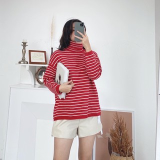 áo len cổ lọ kẻ ngang