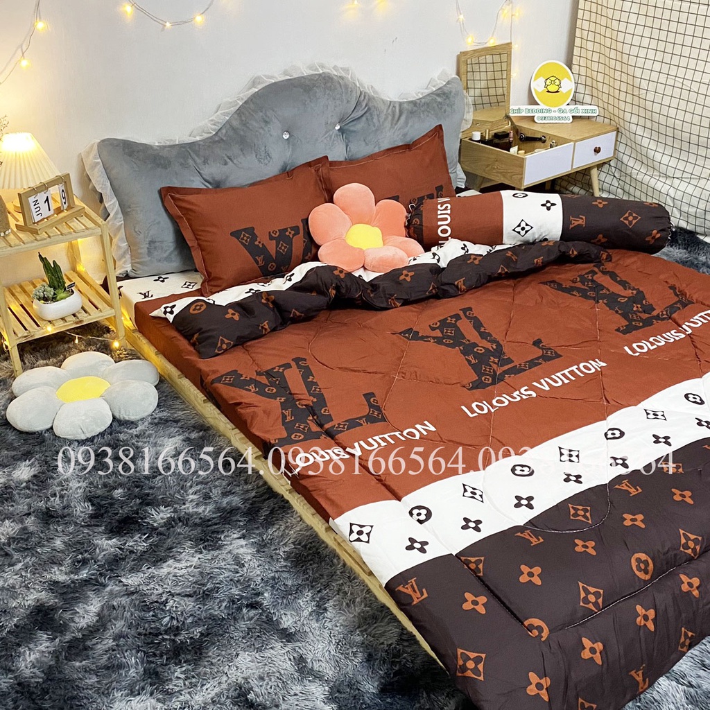 TRỌN BỘ COTTON POLY 5 MÓN CHĂN PHAO DÀY DẶN HÀNG VN LV ĐẤT - ĐỦ KÍCH THƯỚC