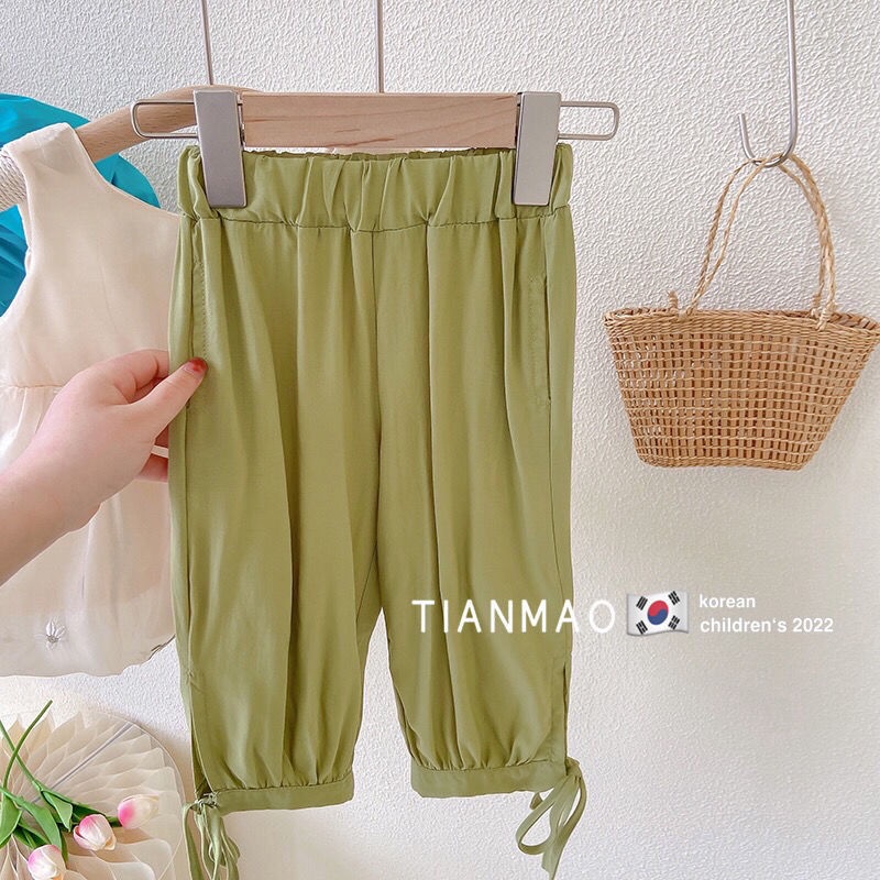 Bộ Áo Không Tay + Quần Dài Chống Muỗi Thêu Họa Tiết Mới Dành Cho Bé Gái