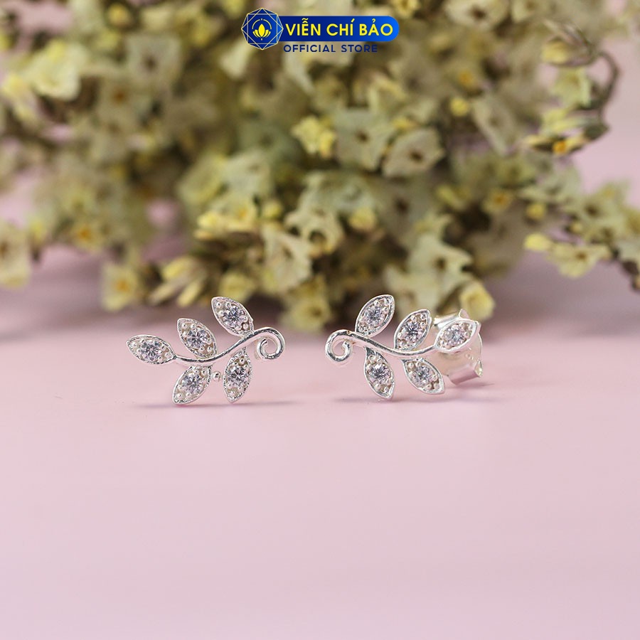 Bông tai bạc nữ lá nguyệt quế chất liệu bạc S925 thời trang phụ kiện trang sức nữ Viễn Chí Bảo B400596