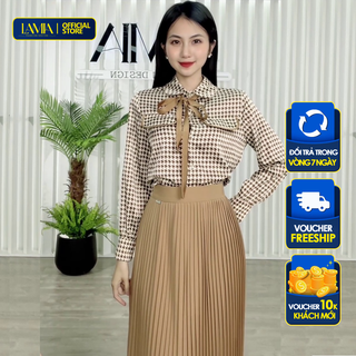 Áo sơ mi nữ màu nâu tây thắt nơ tròn SM257 Lamia Design