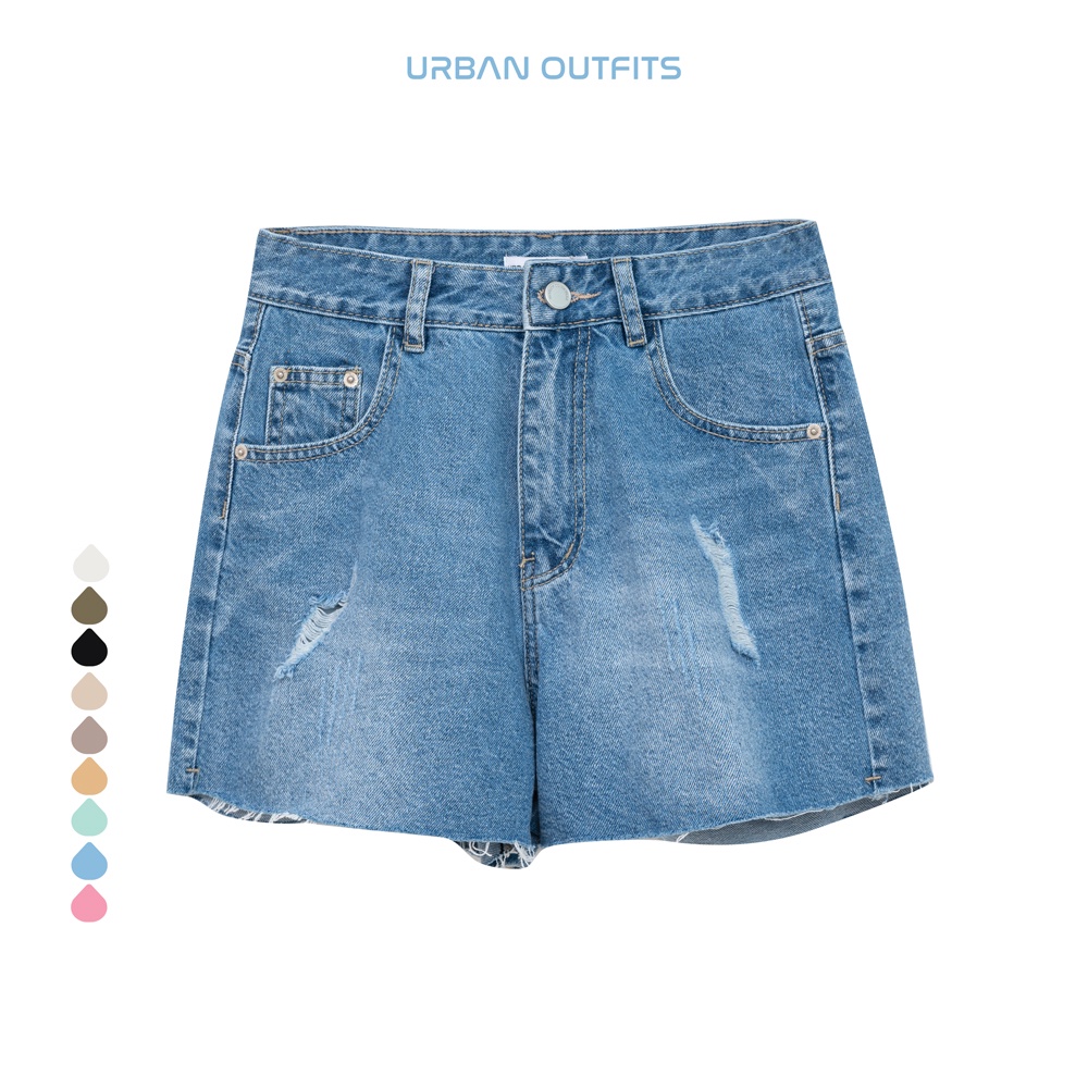 Quần Short Jean Nữ QJR106 Eo 60-70 URBAN OUTFITS Dáng Regular Chất Vải Denim Wash Kỹ Không Loang Màu